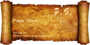 Papp Ince névjegykártya